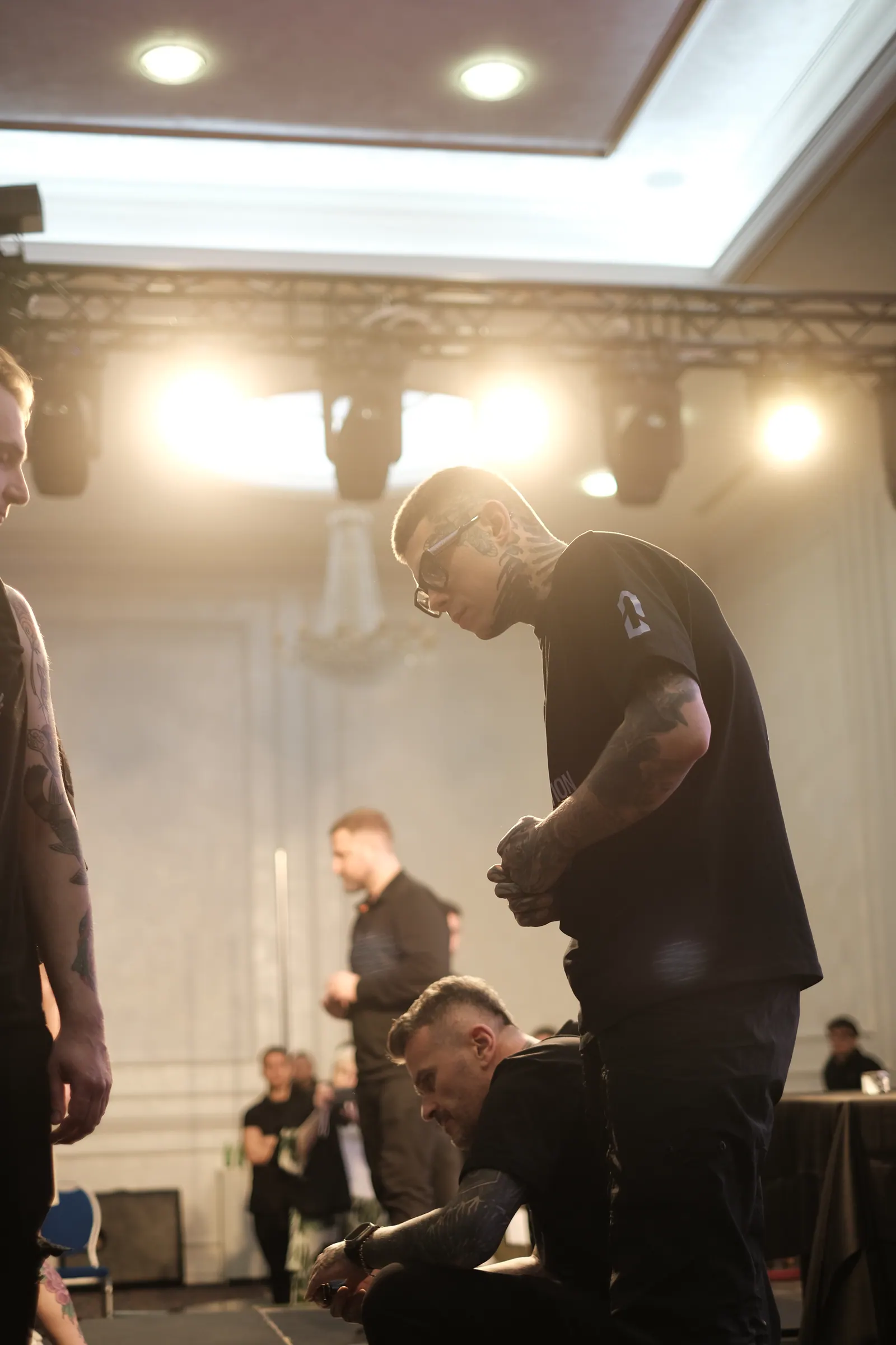 Tattoo convention judging panel — Alex666cold as international judge evaluating tattoo art